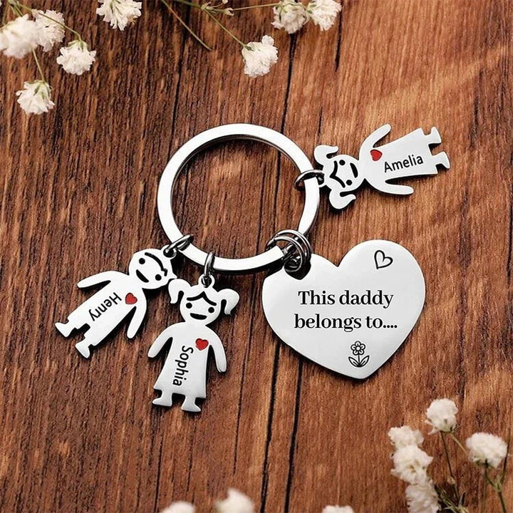 Personalized Kids Name Keychain for Mom or Dad – “This Mommy/Daddy Belongs To…” Custom Family Keyring Gift