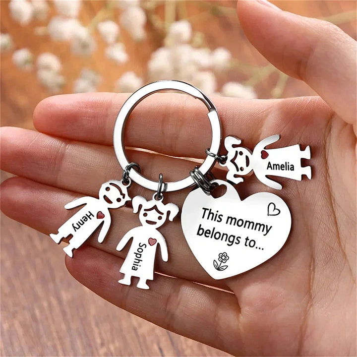 Personalized Kids Name Keychain for Mom or Dad – “This Mommy/Daddy Belongs To…” Custom Family Keyring Gift