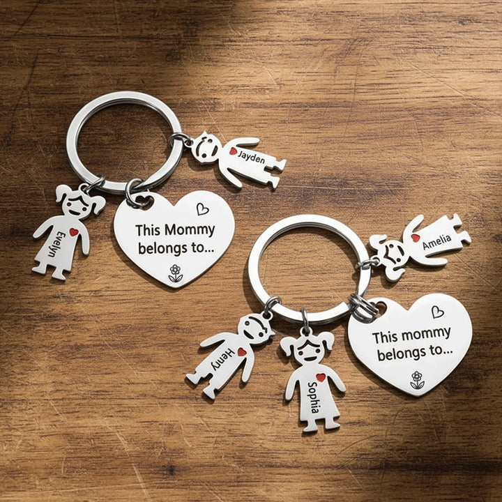 Personalized Kids Name Keychain for Mom or Dad – “This Mommy/Daddy Belongs To…” Custom Family Keyring Gift