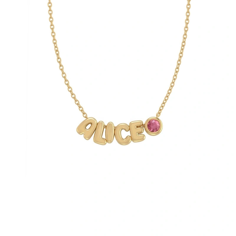 Personalized Kids Name Necklace with Birthstone or Charm – Custom Initial Necklace for Girls