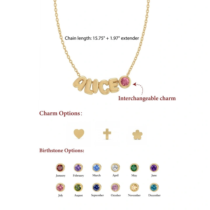 Personalized Kids Name Necklace with Birthstone or Charm – Custom Initial Necklace for Girls