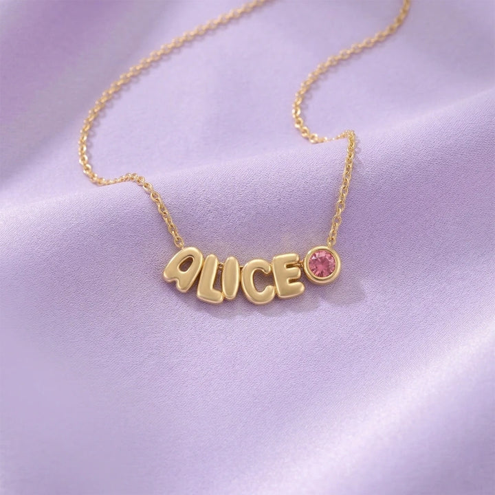 Personalized Kids Name Necklace with Birthstone or Charm – Custom Initial Necklace for Girls