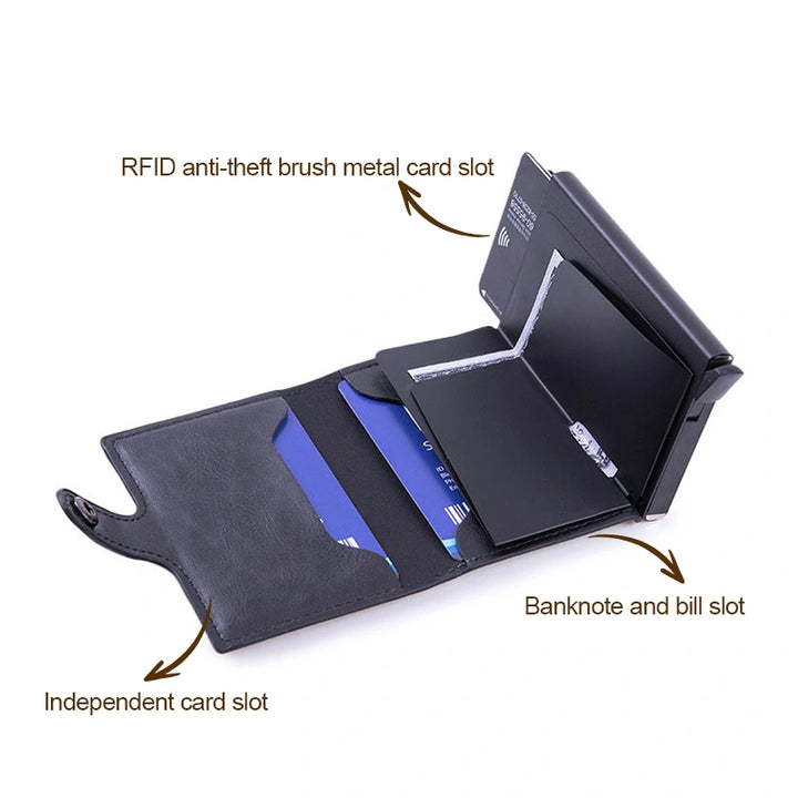 Personalized Leather AirTag Wallet – Full-Grain Distressed Bifold