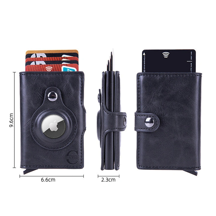 Personalized Leather AirTag Wallet – Full-Grain Distressed Bifold