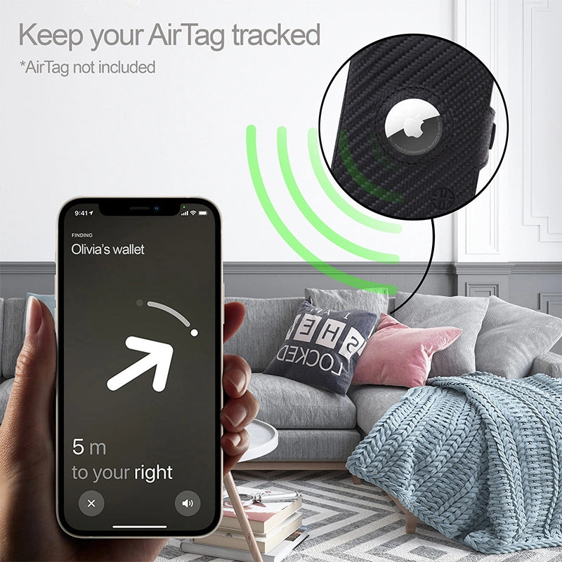 Personalized Leather AirTag Wallet – Full-Grain Distressed Bifold