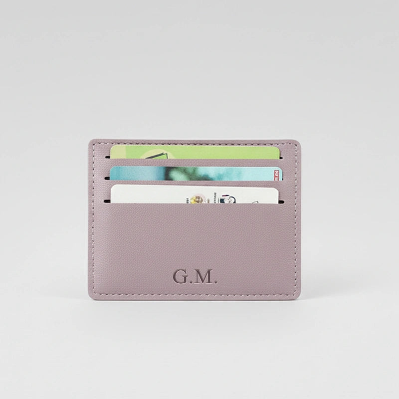 Personalized Leather Card Holder – Slim Genuine Leather Wallet | Custom Credit Card Case | Minimalist Business Card Wallet Gift for Him or Her