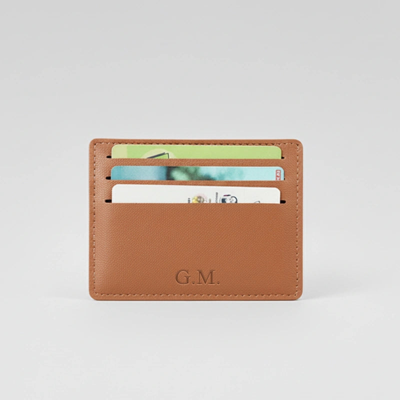 Personalized Leather Card Holder – Slim Genuine Leather Wallet | Custom Credit Card Case | Minimalist Business Card Wallet Gift for Him or Her