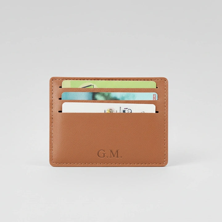 Personalized Leather Card Holder – Slim Genuine Leather Wallet | Custom Credit Card Case | Minimalist Business Card Wallet Gift for Him or Her