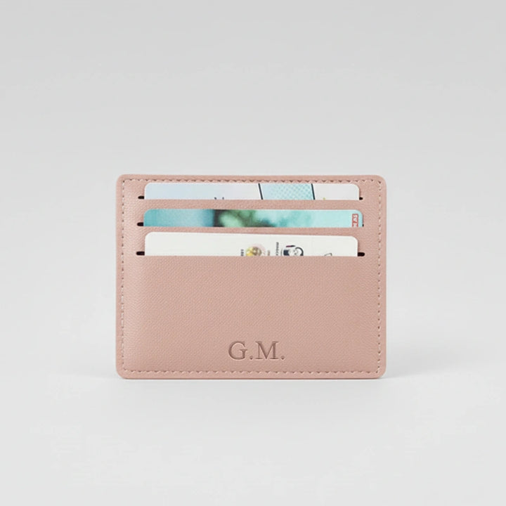 Personalized Leather Card Holder – Slim Genuine Leather Wallet | Custom Credit Card Case | Minimalist Business Card Wallet Gift for Him or Her