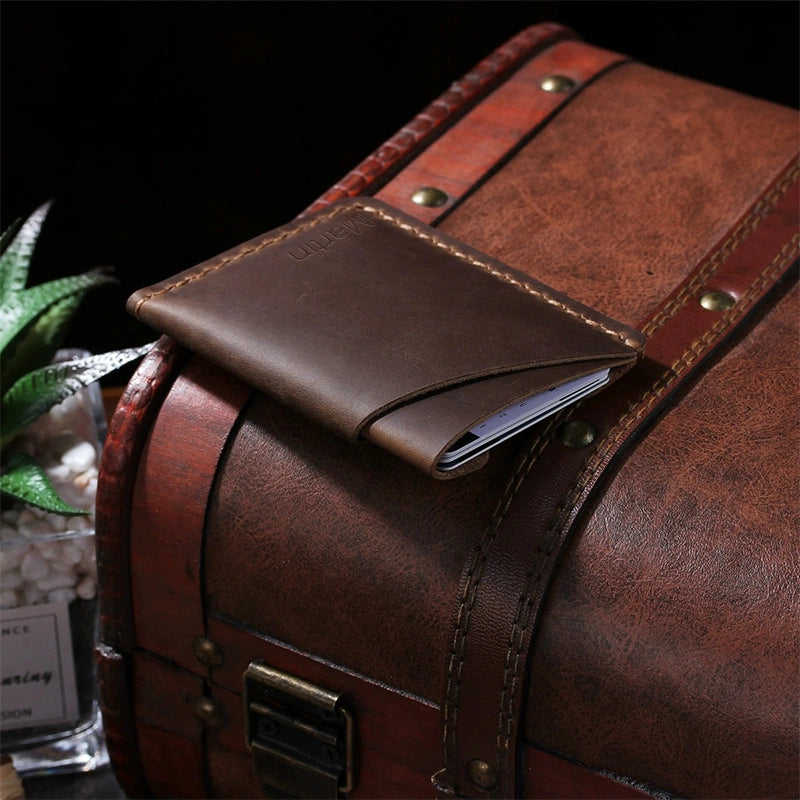 Personalized Leather Card Holder Wallet – Minimalist Handmade Small Wallet for Men & Women, Custom Gift