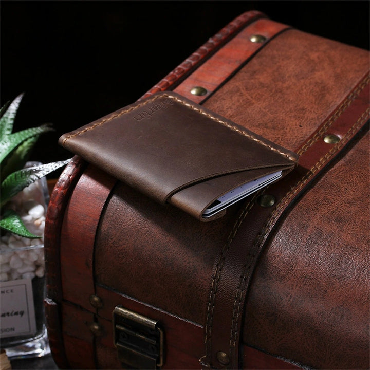 Personalized Leather Card Holder Wallet – Minimalist Handmade Small Wallet for Men & Women, Custom Gift