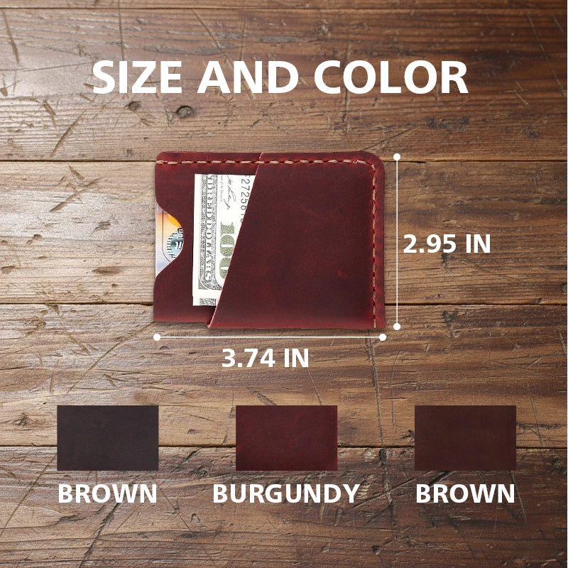 Personalized Leather Card Holder Wallet – Minimalist Handmade Small Wallet for Men & Women, Custom Gift