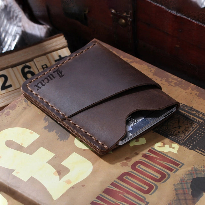 Personalized Leather Card Holder Wallet – Minimalist Handmade Small Wallet for Men & Women, Custom Gift