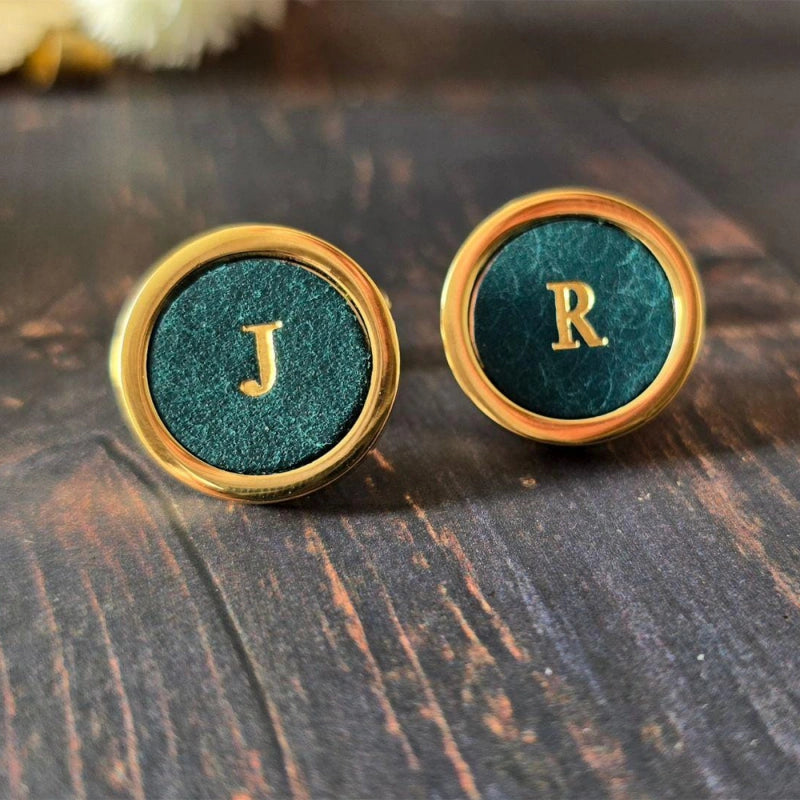 Personalized Leather Cufflinks – Custom Engraved Gift for Him