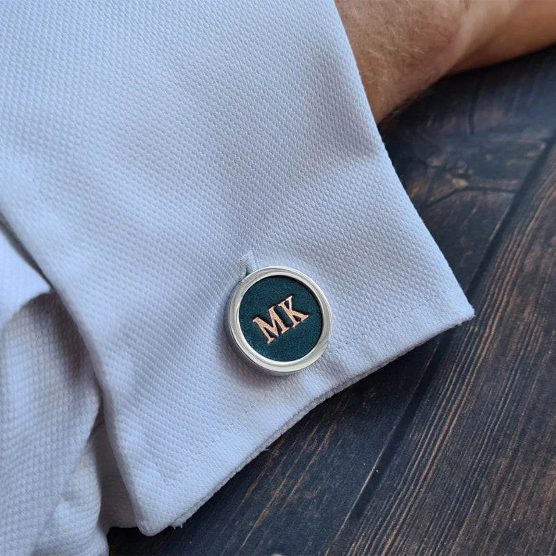 Personalized Leather Cufflinks – Custom Engraved Gift for Him
