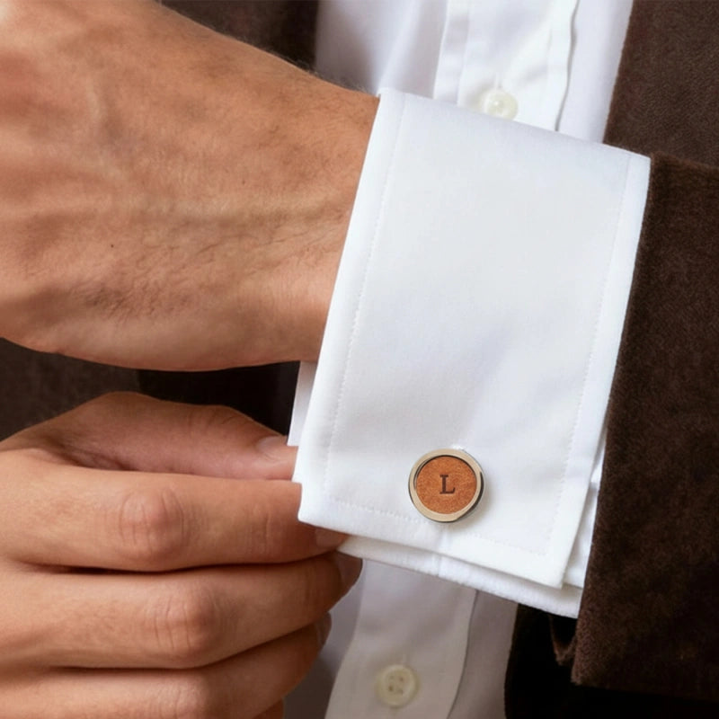 Personalized Leather Cufflinks – Custom Engraved Gift for Him