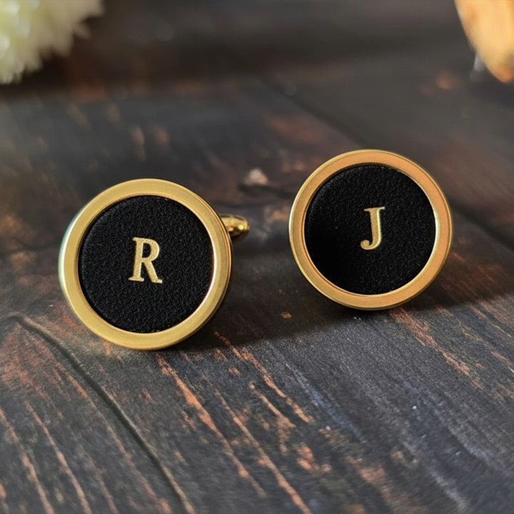 Personalized Leather Cufflinks – Custom Engraved Gift for Him