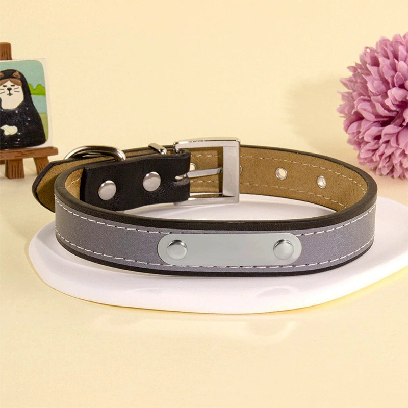 Personalized Leather Dog Collar with Name – Custom Engraved Pet ID Collar | Adjustable Dog Accessory