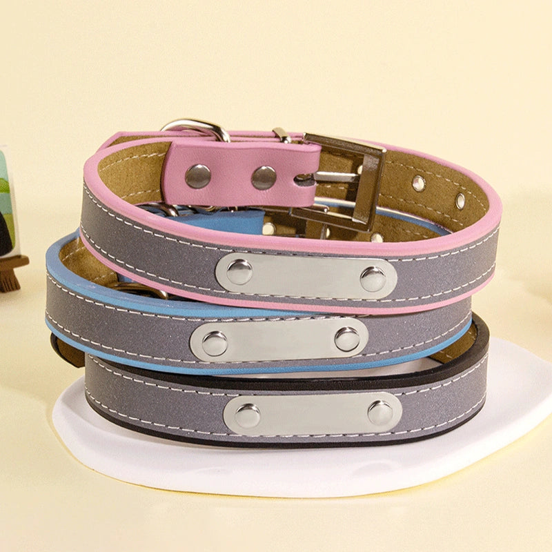 Personalized Leather Dog Collar with Name – Custom Engraved Pet ID Collar | Adjustable Dog Accessory