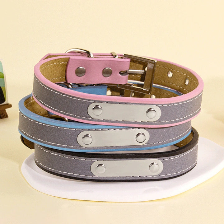 Personalized Leather Dog Collar with Name – Custom Engraved Pet ID Collar | Adjustable Dog Accessory