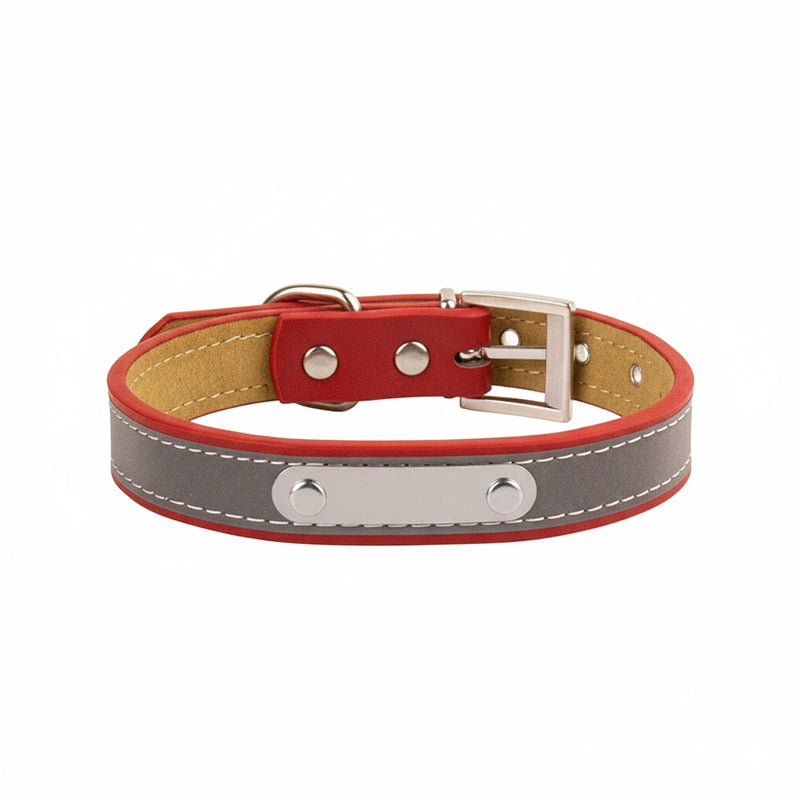 Personalized Leather Dog Collar with Name – Custom Engraved Pet ID Collar | Adjustable Dog Accessory