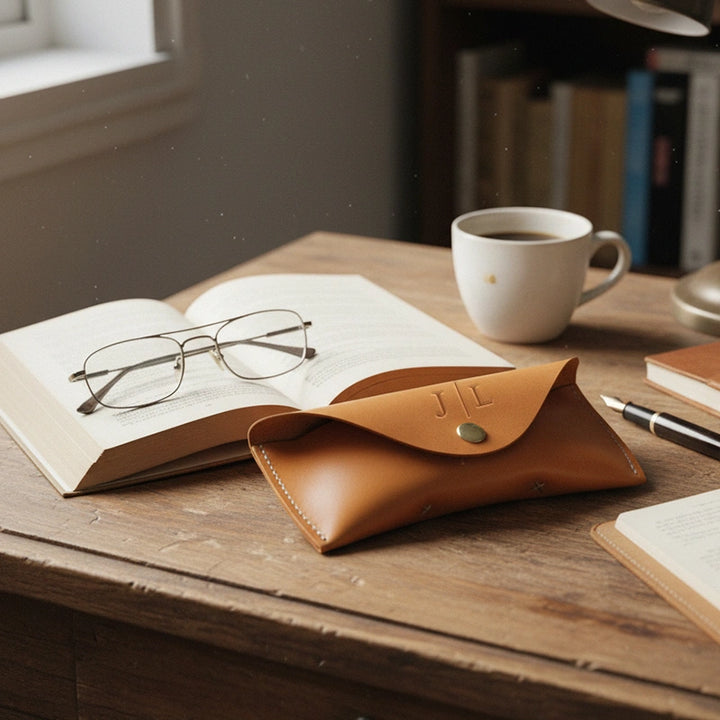Personalized Leather Glasses Case – Handmade Custom Eyewear Protector, Minimalist Gift for Him or Her, Anniversary & Valentine’s Day Gift