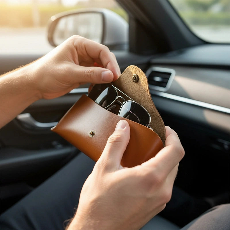 Personalized Leather Glasses Case – Handmade Custom Eyewear Protector, Minimalist Gift for Him or Her, Anniversary & Valentine’s Day Gift