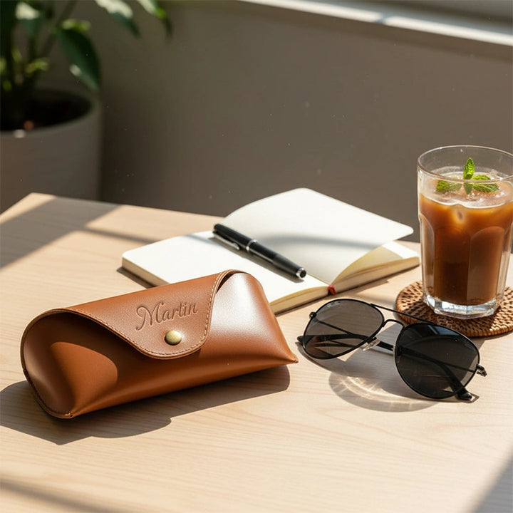 Personalized Leather Glasses Case – Handmade Custom Eyewear Protector, Minimalist Gift for Him or Her, Anniversary & Valentine’s Day Gift