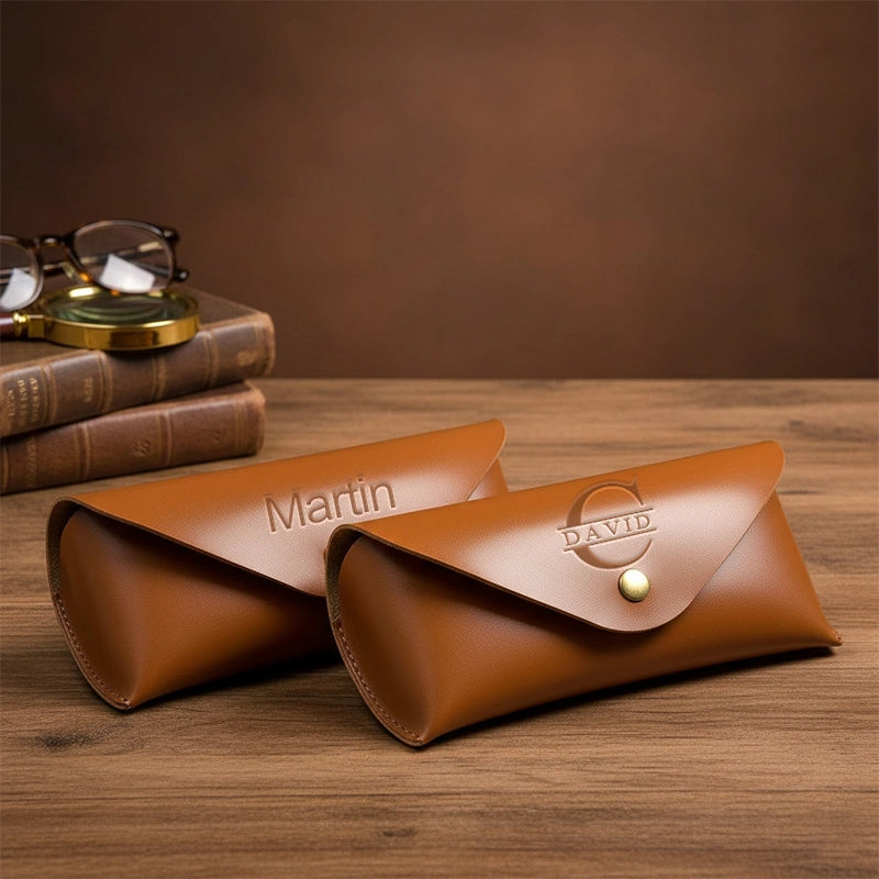 Personalized Leather Glasses Case – Handmade Custom Eyewear Protector, Minimalist Gift for Him or Her, Anniversary & Valentine’s Day Gift