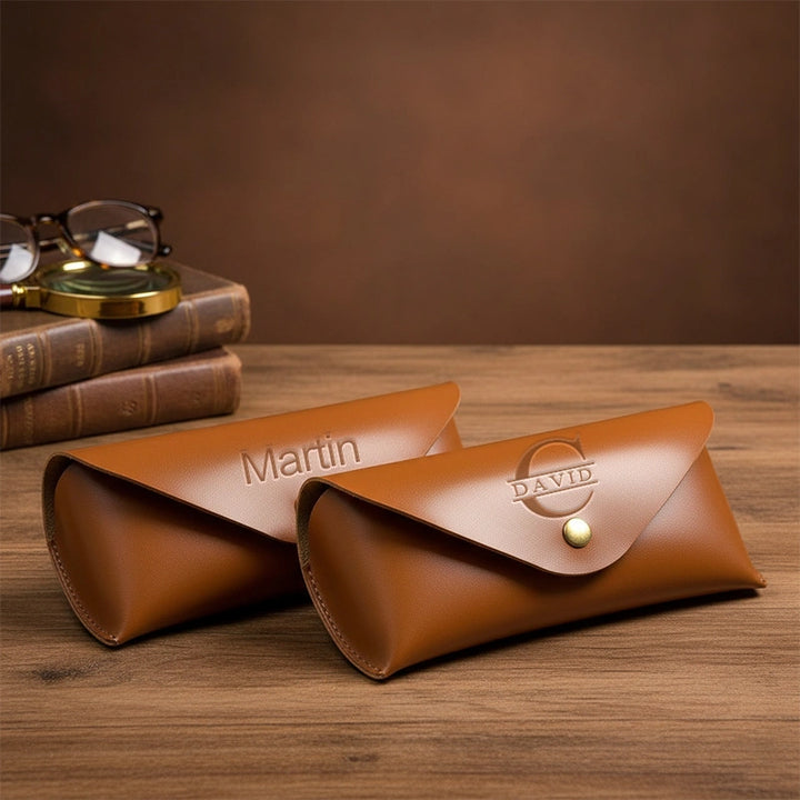 Personalized Leather Glasses Case – Handmade Custom Eyewear Protector, Minimalist Gift for Him or Her, Anniversary & Valentine’s Day Gift