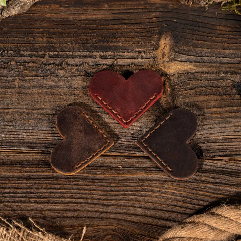 Personalized Leather Heart Bookmark – Custom Genuine Leather Page Corner Marker, Handmade Heart Bookmarks, Gift for Readers, Him & Her