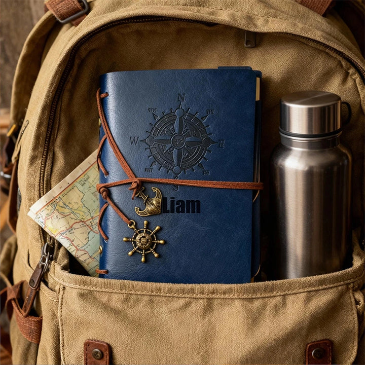 Personalized Leather Journal with Name – Custom Retro Notebook, Valentine’s Day & Anniversary Gift for Him or Her