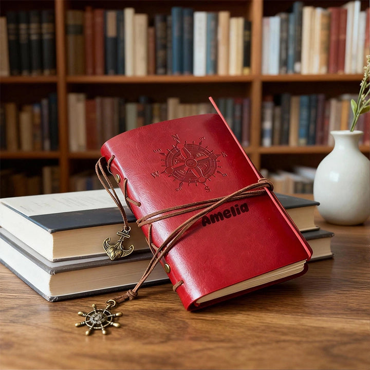 Personalized Leather Journal with Name – Custom Retro Notebook, Valentine’s Day & Anniversary Gift for Him or Her