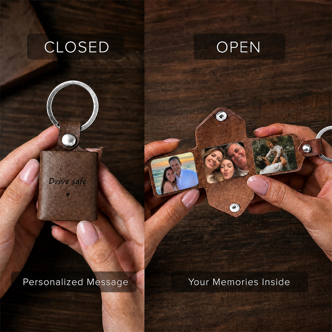 "Our Secret Gallery" Custom Leather Photo Album Keychain