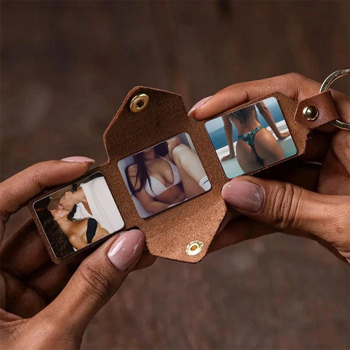 "Our Secret Gallery" Custom Leather Photo Album Keychain