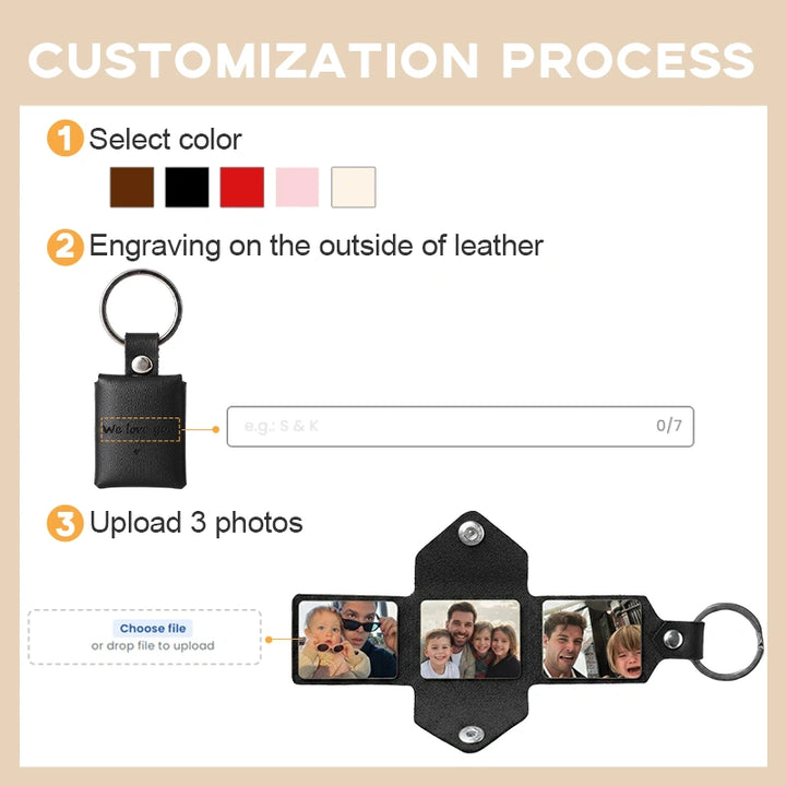 "Our Secret Gallery" Custom Leather Photo Album Keychain
