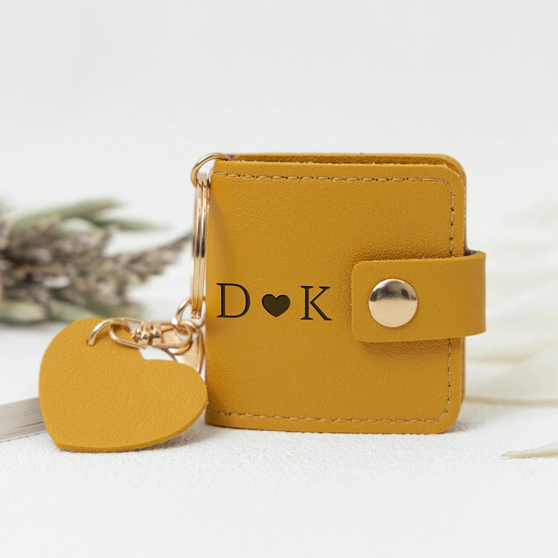Personalized Leather Photo Keychain – Double Photo Keyring with Engraving | Custom Gift for Dad, Mom, Couples