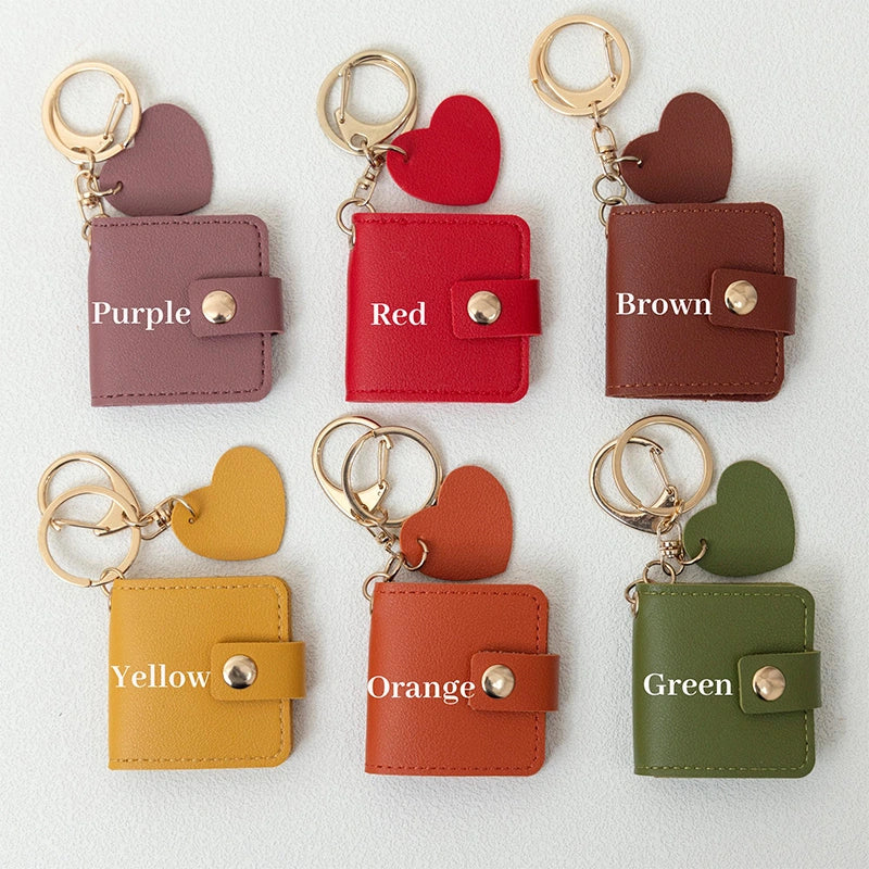Personalized Leather Photo Keychain – Double Photo Keyring with Engraving | Custom Gift for Dad, Mom, Couples