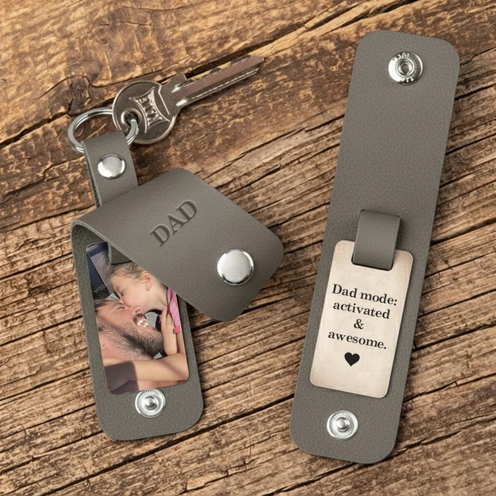 Personalized Leather Photo Keychain – Custom Engraved Picture Keyring for Dad & Him