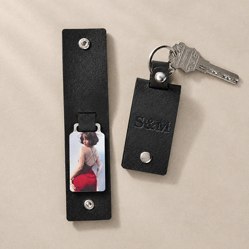 The "Secret Keepsake" Personalized Leather Photo Keychain for Him