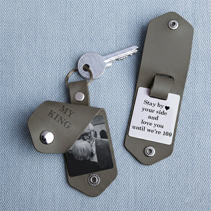 Personalized Leather Photo Keychain for Him
