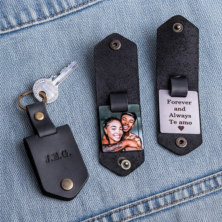 Personalized Leather Photo Keychain for Him – Naughty & Meaningful Custom Picture Keychain Gift