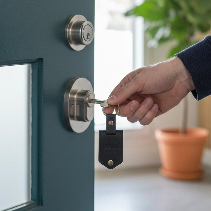 Personalized Leather Photo Keychain for Men | Custom Picture Keychain Gift for Him | Engraved Leather Keyring for Boyfriend, Husband, Dad