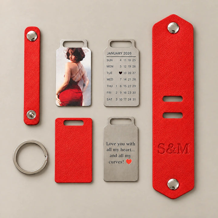 The "Our Secret" Personalized Leather Photo Keychain - Custom Private Keepsake Gift For Him