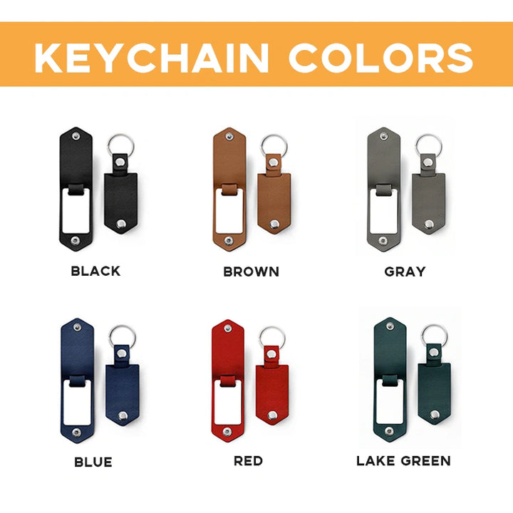 Personalized Leather Photo Keychain for Men | Custom Picture Keychain Gift for Him | Engraved Leather Keyring for Boyfriend, Husband, Dad