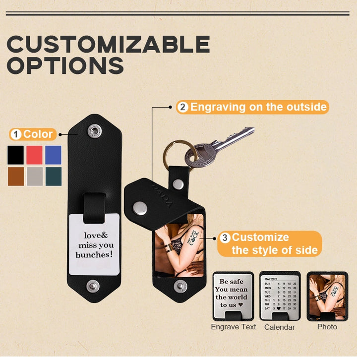 Chaveiro de couro personalizado com foto para homens | Chaveiro personalizado com foto para presentear ele | Chaveiro de couro gravado para namorado, marido, pai