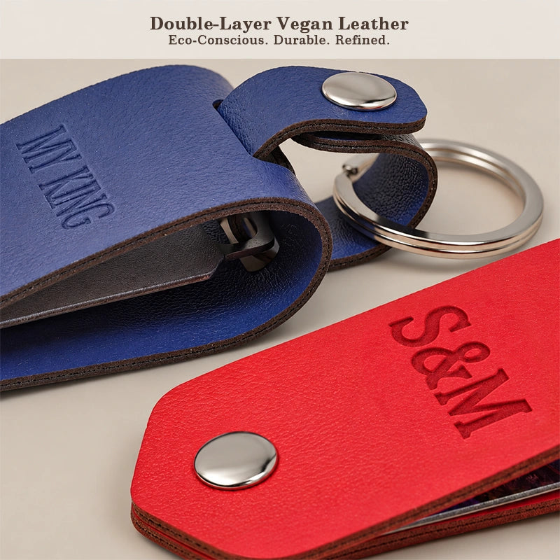 The "Our Secret" Personalized Leather Photo Keychain - Custom Private Keepsake Gift For Him