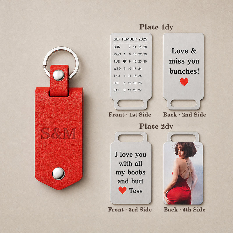 The "Our Secret" Personalized Leather Photo Keychain - Custom Private Keepsake Gift For Him