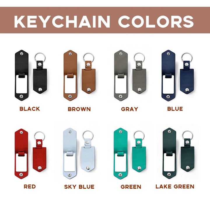 Personalized Leather Photo Keychain for Men | Custom Picture Keychain Gift for Him | Engraved Leather Keyring for Boyfriend, Husband, Dad