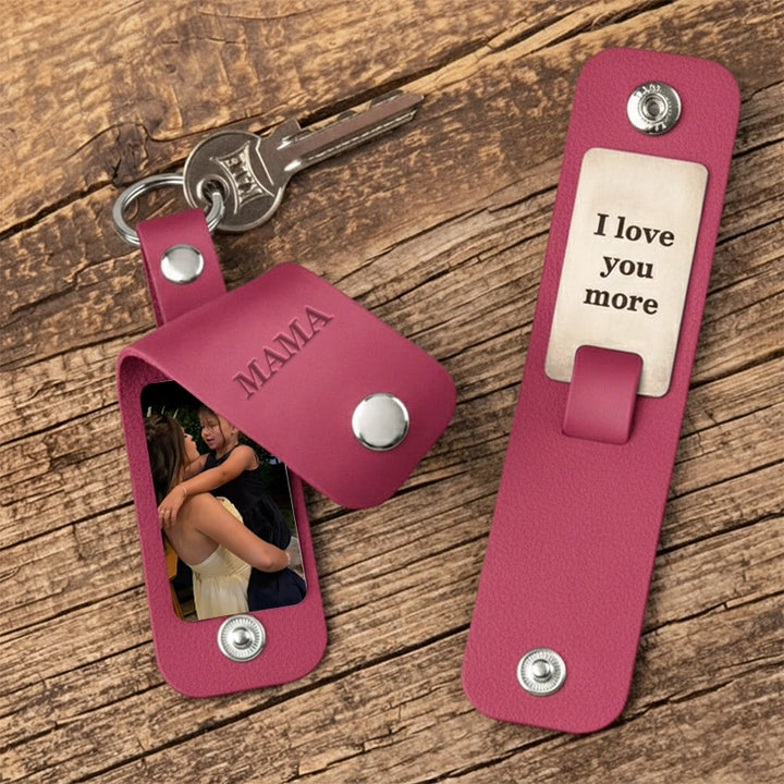 Personalized Leather Photo Keychain for Mom – Custom Kids Photo & Engraved Message Gift | Mother’s Day Keepsake